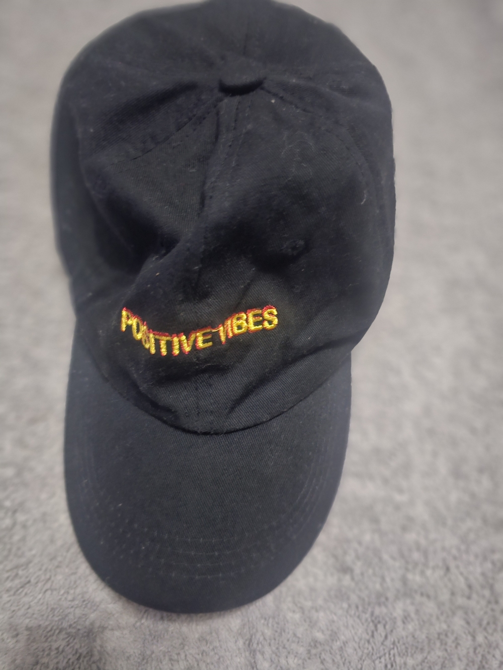 Positive Vibes Embroidered Black Baseball Cap